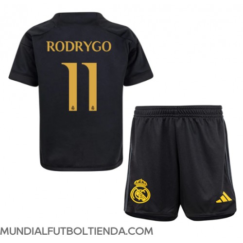 Camiseta Real Madrid Rodrygo Goes #11 Tercera Equipación Replica 2023-24 para niños mangas cortas (+ Pantalones cortos)